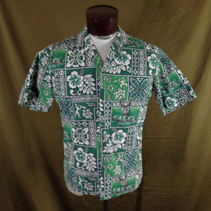 Vintage Green Royal Creations Hawaiian Shirt  Med
